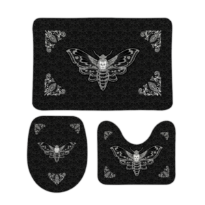 gothic decor - death's head hawk moth - toilet seat cover and bath mat set