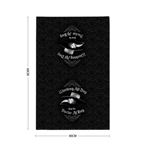 Never forget to wash your hands with this ominous plague doctor hand towel. Perfect occult or gothic decor for your bathroom.