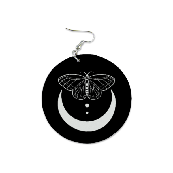 Moth and Crescent Moon Earrings
