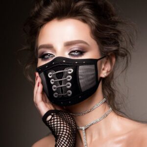 leather and studs laced face mask