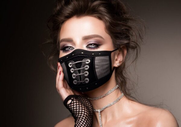 leather and studs laced face mask