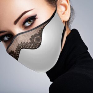 white, nude and black lace designer face mask