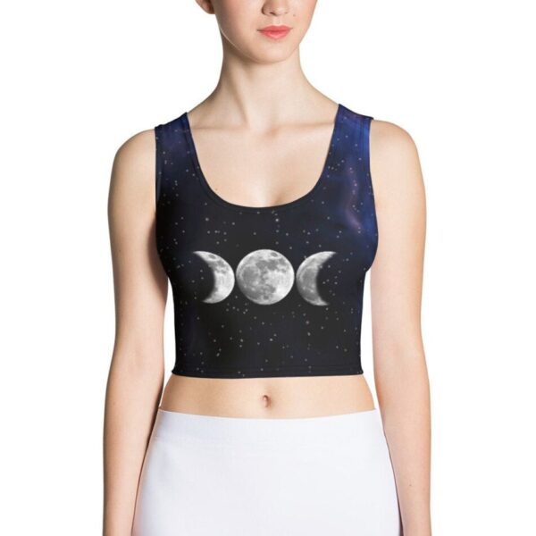 triple moon celestial crop top tank for women