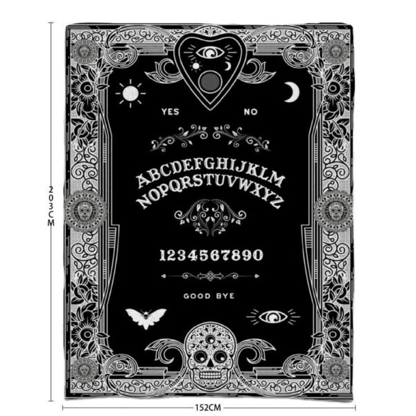 Gothic Decor - Ouija Board Blanket - Gothic Throw - Occult Decor - Skulls - Crescent Moon - Death's Head Hawkmoth - 60"x80"