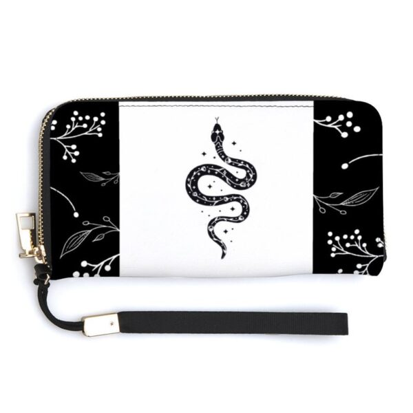 Vegan Leather Wallet - Zippered Wallet - Snake Wallet - Gothic Wallet - Women's Wallet - Floral - Serpentine - 7.9"x4.1"