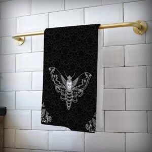 Gothic Hand Towel - Gothic Decor - Gothic Bathroom Decor - Gothic Home Decor - Death's Head Hawk Moth - Moth Hand Towel - 16" x 24"