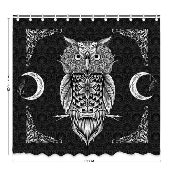 Gothic Home Decor - Owl Shower Curtain - Boho Decor - Gothic Decor - Owl - Crescent Moon - Floral Moon - Mandala - Shower Curtain - 69"x75"