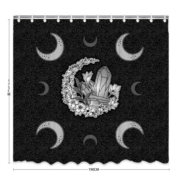 floral crescent moon and crystal shower curtain