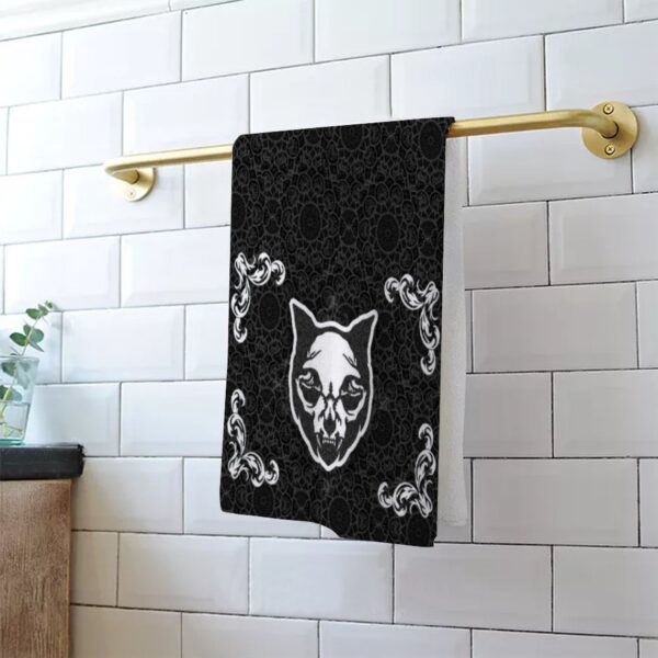 Cat Skull Mandala Witchy Hand Towel