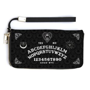 Ouija Board Wallet - Gothic Wallet - Vegan Leather Wallet - Zippered Wallet - Women's Wallet - Moth - Crescent Moon - Tri-Fold Wallet