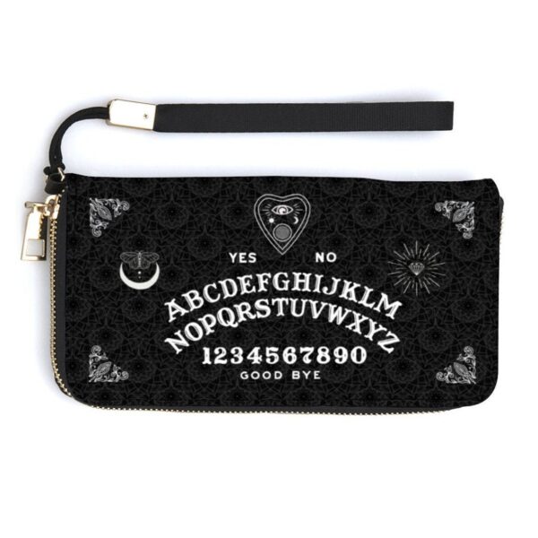 Ouija Board Wallet - Gothic Wallet - Vegan Leather Wallet - Zippered Wallet - Women's Wallet - Moth - Crescent Moon - Tri-Fold Wallet