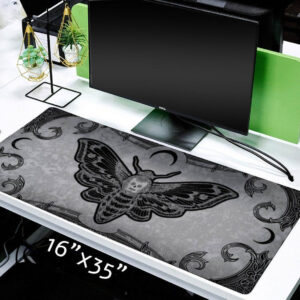 Gothic Office Decor - Death's Head Hawk Moth - Desk Mat - Mouse Pad