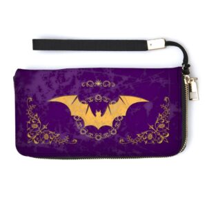 Bat Wallet - Victorian Gothic Purse - Gothic Wallet - Halloween Wallet - Vegan Leather Wallet - Purple & Gold - Vampire Wallet - 7.9''x4.1''