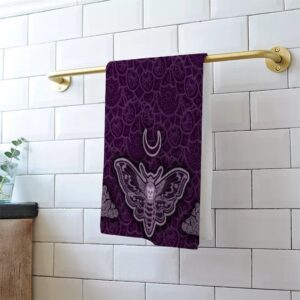Gothic Hand Towel - Gothic Decor - Gothic Bathroom Decor - Purple Hand Towel - Gothic Home Decor - Death's Head Moth Hand Towel - 16"x24"