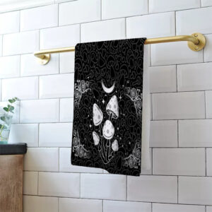 Celestial Magic Mushroom Witchy Gothic Hand Towel