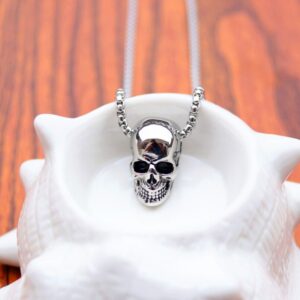 stainless steel 3d skull necklace and pendant