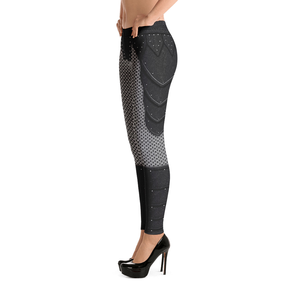 Chainmail and Leather Armor Leggings - Black