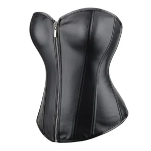 Matte Black Zippered Corset for Women