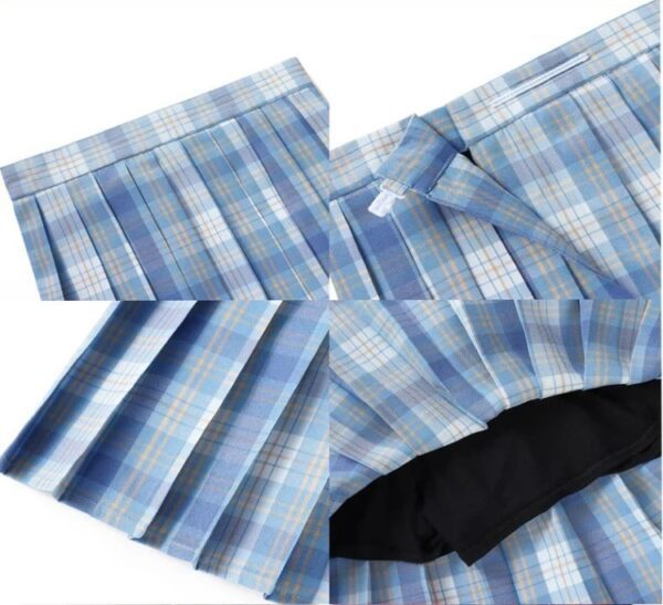 Dark Academia Plaid Skirt Set With Optional Tie and Hair Ribbon - Image 3