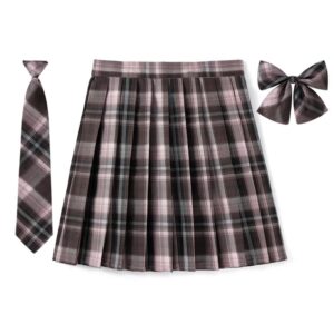 Dark Academia Plaid Skirt Set With Optional Tie and Hair Ribbon