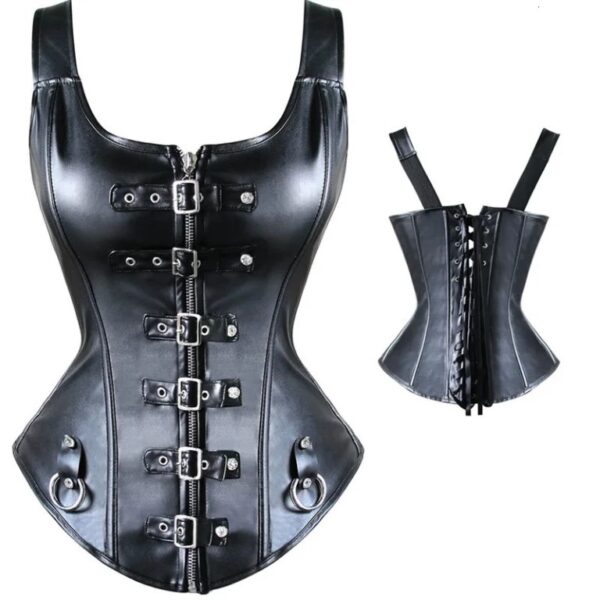 Black Steampunk Leather Corset