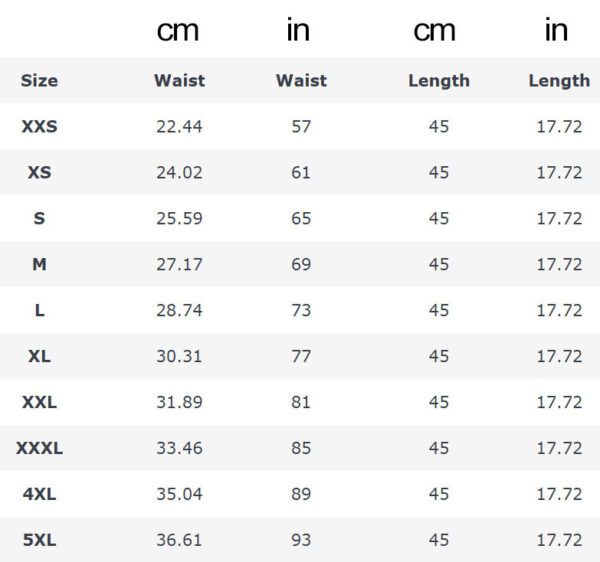 skirt size chart