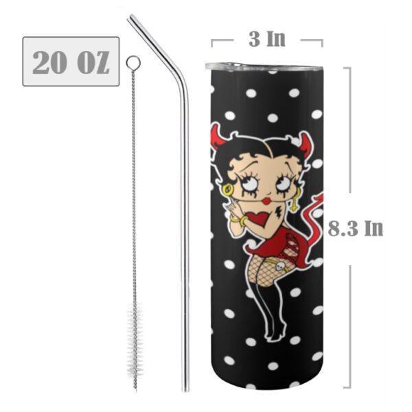 Devilish Betty Boop 20oz Tumbler – Insulated with Lid & Straw - Image 3