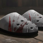 Horror movie hockey mask slippers